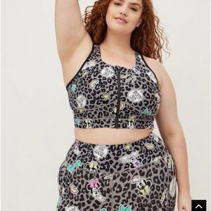 Torrid Low Impact Sports Bra - Disney Minnie Mouse Performance Core Leopard Grey